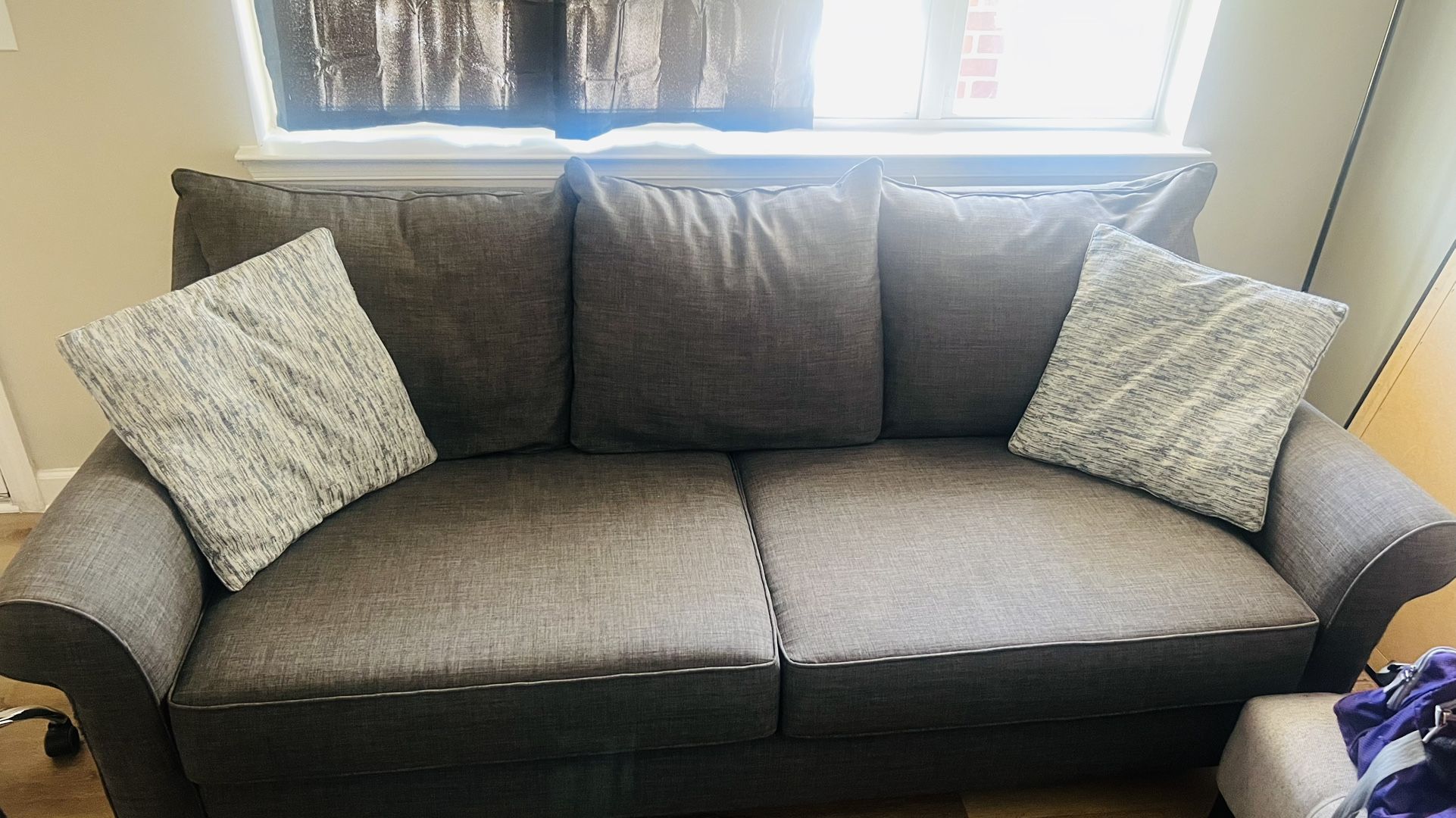 Dark Gray Couch With Pillows