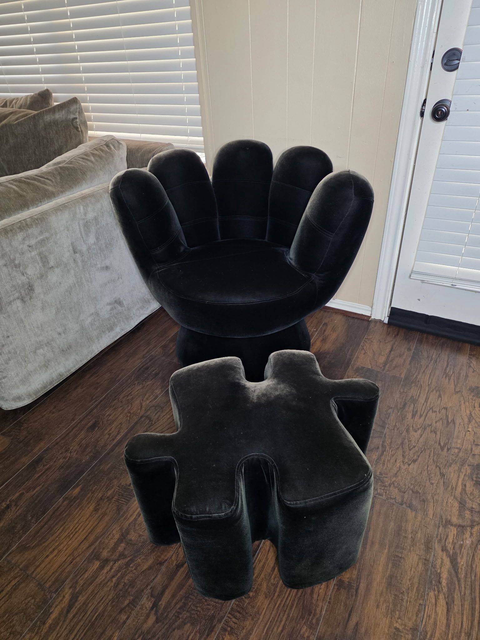 Swivel Velvet Hand Chair And Foot Rest