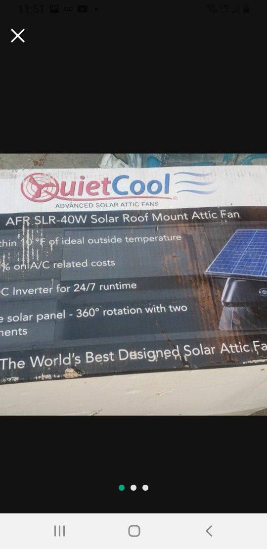 Quietcool Advanced Solar Rofing Fan 40 Watts