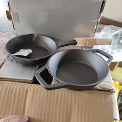 New Small Cast Iron 2 Piece Set 