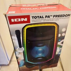 ION Total PA Freedom 650W Speaker System with Wireless Mic – Bluetooth Party PA, Edge-Glow Lights