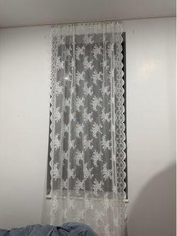 white rose lace curtain