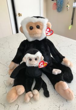 Ultra Rare Ty Beanie buddy and baby set MOOCH the black spider monkey Mint condition
