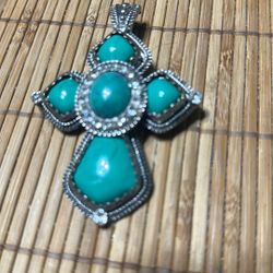 Turquoise Sterling Silver Cross Pendant 