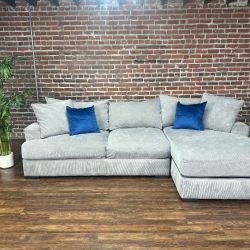 Delivery Available Maceys gray 2pc sectional sofa couch