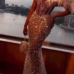 PROM DRESS!!!! SILVER LONG FANCY