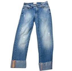 Cambio Paris Straight Leg Short Jeans Pants Women Blue Italian Fabric 36