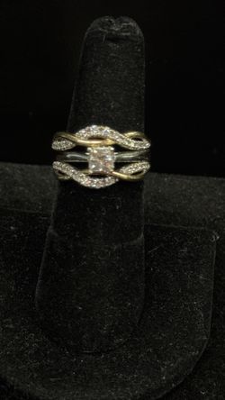 14/10K Two tone Gold Princess cut natural  diamond ring size 5-3/4 approx 1-1/2 ctdw no trds  Tacoma