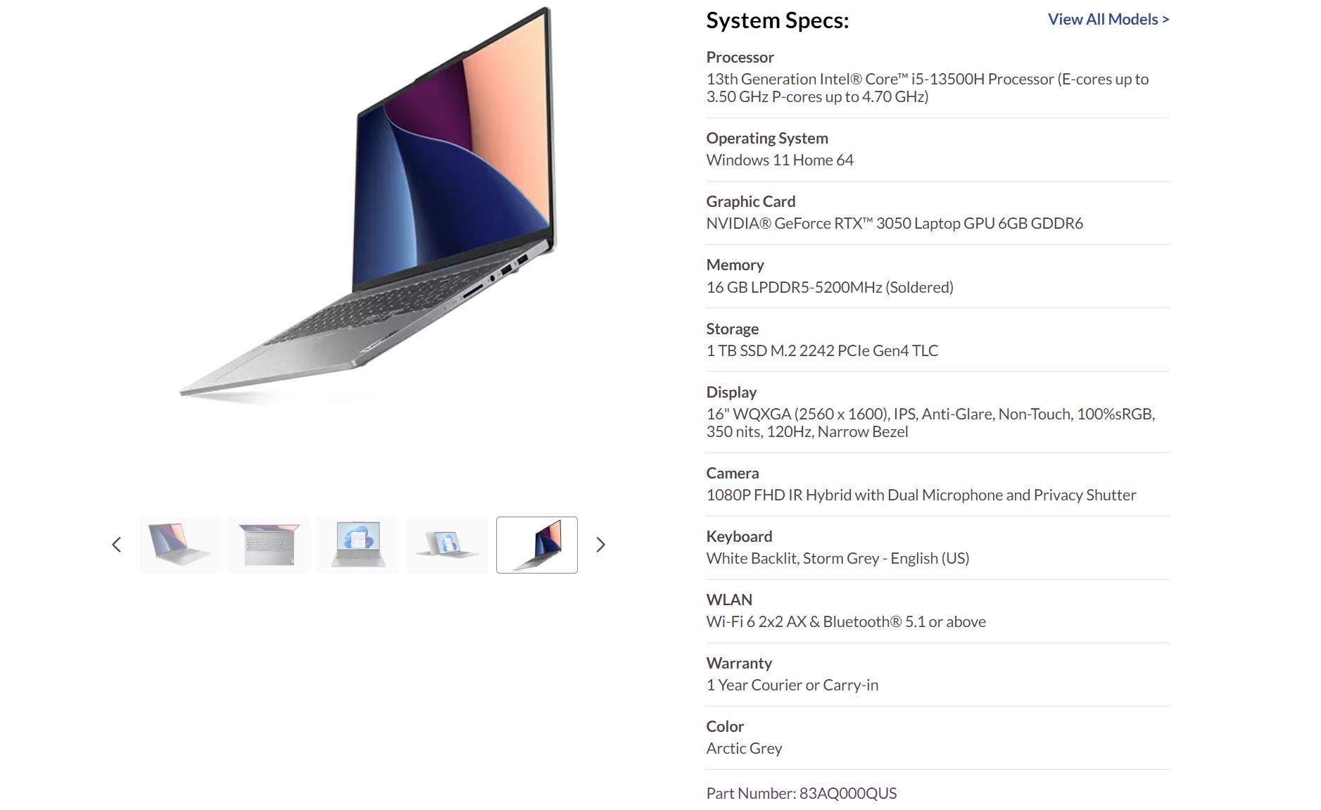 Lenovo IdeaPad Pro 5i (16″ Intel) - Arctic Grey
