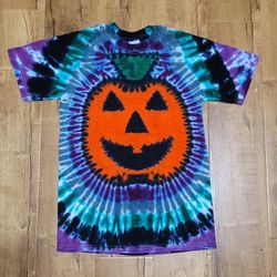 Vtg Gildan Tie Dye Pumpkin T-shirt 