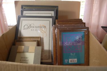 13 NEW PICTURE FRAMES, SOME ARE WOOD FOR 5X7 PICTURE, 3 FOR DOCUMENTS