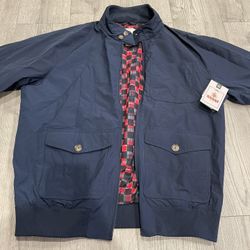 Vans X Baracuta England Chore Coat Mens XL Checkerboard Harrington Navy $400