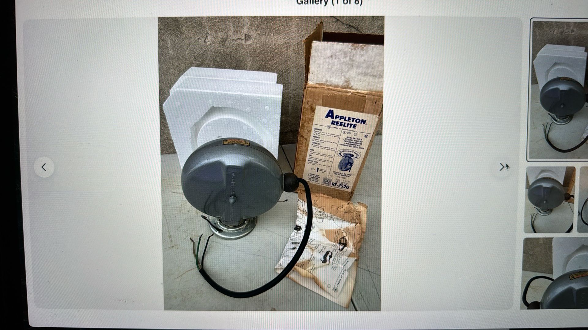 NEW Appleton Reelite Retractable Power Cord Reel Continuous Swivel