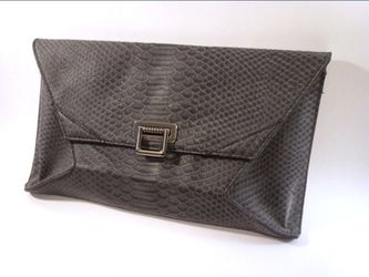 RACHEL ROY Handbag Charcoal Snake Print Envelope Style Clutch Purse New, Retail $69