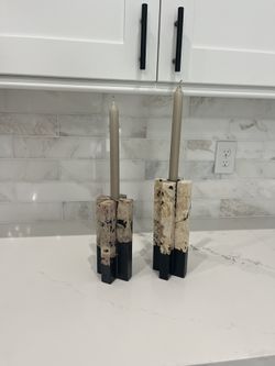CB2 Marble Candle Holders