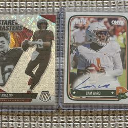 Tom Brady Stare Masters Disco And Cam Ward On Card Autograph