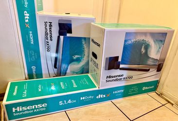 Hisense AX700 Soundbar 5.1.4 Ch. Dolby Atmos Home Theater w/ Wireless Subwoofer & Rear Speakers – 570W Peak Power