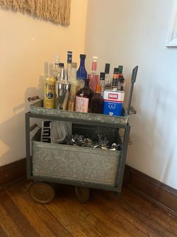Two Tiered Metal Bar Cart
