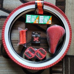 NEW Bicycle Bmx Parts Bundle 24" Red
