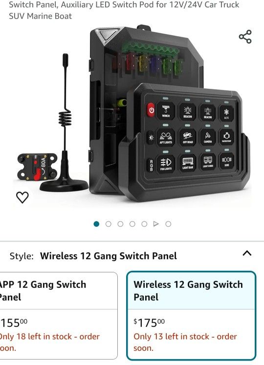 Wireless RGB 12 Gang Switch Panel, Marine Switch Panel Box, Remote Control Range Up to 600FT Multifunction Offroad Light Switch Panel, Auxiliary LED S