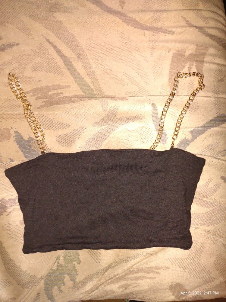 Sheen Halter Top With Removable Gold Chains Size Extra Small