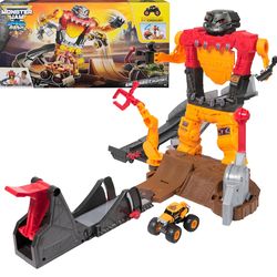 Monster Jam Smash & Bash SmashBot Playset with Launcher, Exclusive 1:64 Scale Monster Truck, 15-Inch Repairable Robot, Kids Toys for Boy and Girls Age