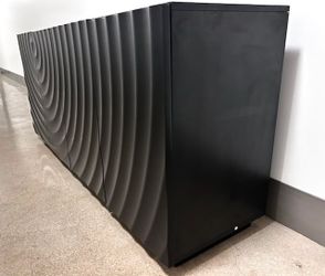 Black Sculptural Wave Front Sideboard Cabinet