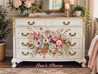 Beautiful Mahogany Floral Dresser