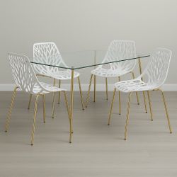 White Gold Kitchen Table And 4 Cutout Chairs