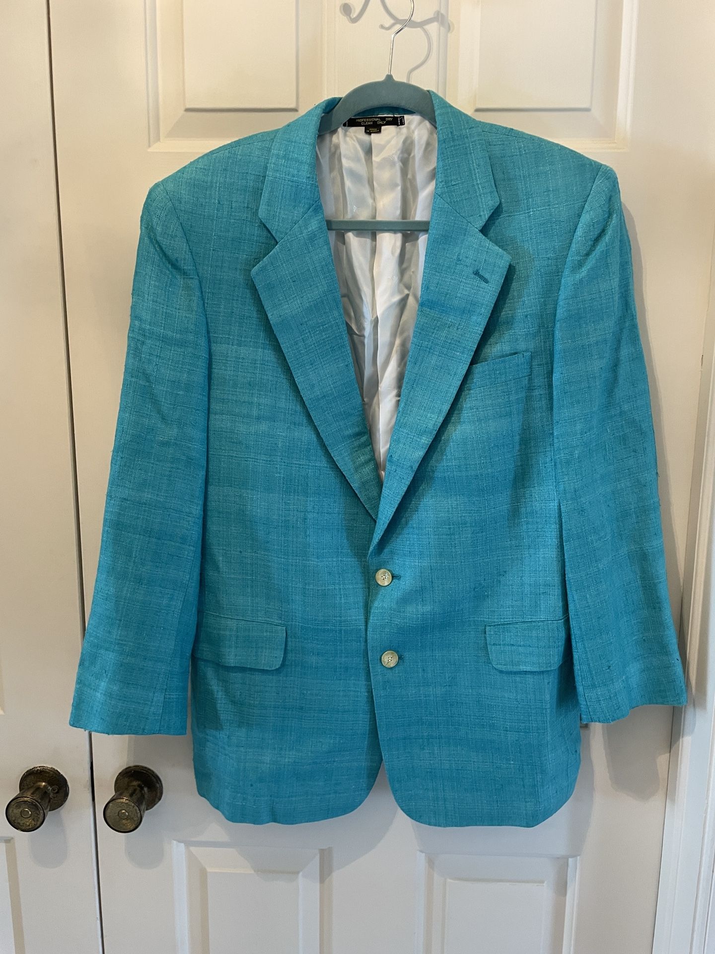 Vintage Vibrant Teal Mens Countess Mara Jacket Blazer -46R- XL- Unisex