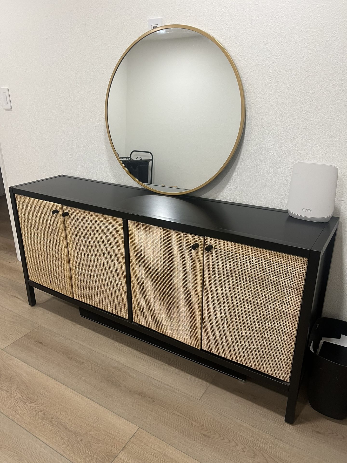 Springville Caned Door TV Stand for TVs up to 60" Black - Threshold™ designed with Studio McGee