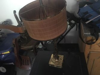 Mid century modern brass bamboo lamp