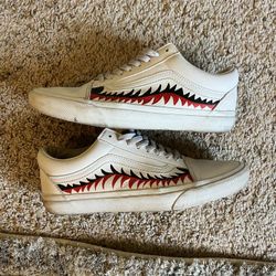 Custom White Leather Vans