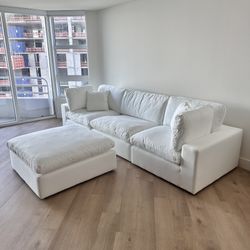 New White Sectional Cloud Couch Sofa