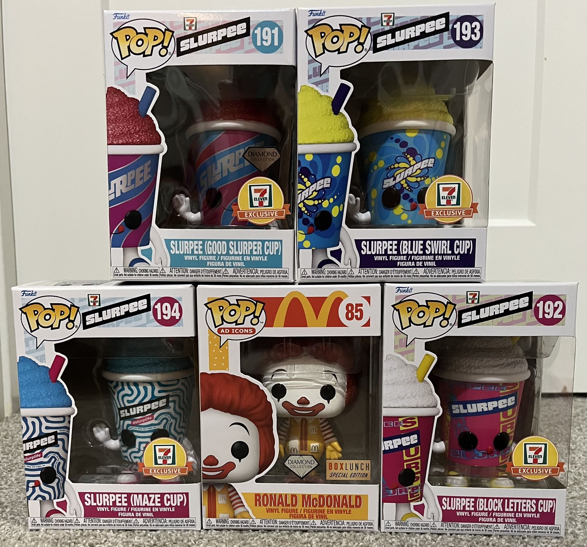 Funko Pops Slurpee, Diamond Ronald McDonald