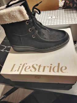 LifeStride Black Lace-Up Ankle Boot