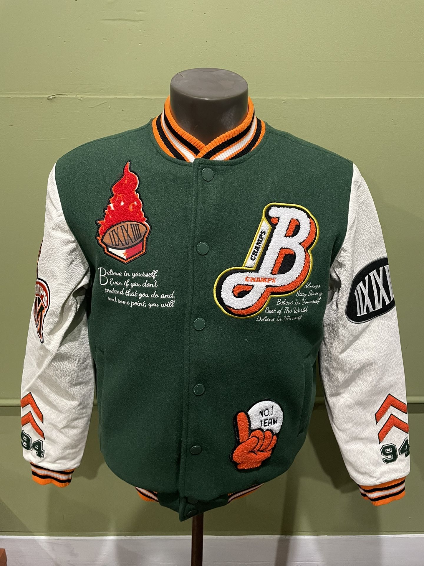 Bleecker&Mercer Jacket Varsity Green/white Bomber