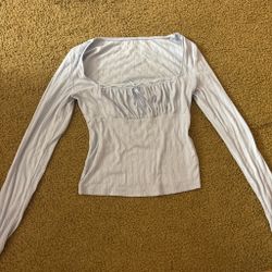 aeropostale baby blue ribbed tied long sleeve top