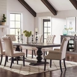 Brand New 7 Piece Antique Noir Dining Set