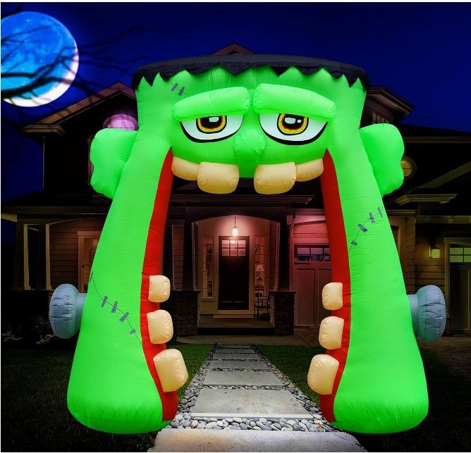 Holidayana Halloween Inflatables Large 10 ft Monster Mouth Archway - Inflatable Outdoor Halloween Decorations Blow Up Halloween Arch Blower Included