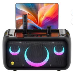 Ikarao Break X1 Karaoke Machine with Lyrics Display, Built-in 13.3" Screen, All in One Karaoke Machine 2 Wireless Microphone, 460W Bluetooth Speaker