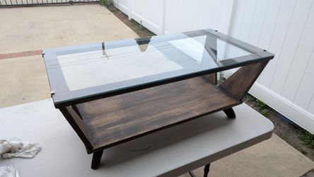 Small coffee table glass top MCM