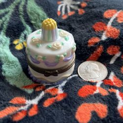 Birthday Cake Limoges-esque Trinket Box 