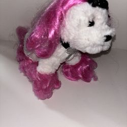 8” Demdaco Princess Pink White Puppy Plush