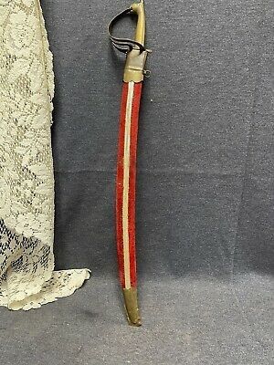 Vintage made in India etched SWORD & red felt wood SHEATH 38"

