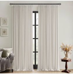 Blackout Pinch Pleated Linen Curtains, 40"x 96", Birch