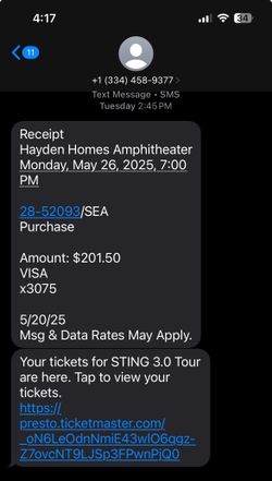 (1) VIP Ticket To Sting 5/26