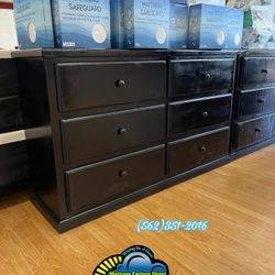 Six Drawer Dresser Black Pinewood Chest Cajonera Comoda Nueva 