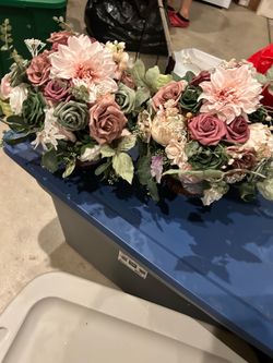 Two Dusty Rose and Mauve centerpieces