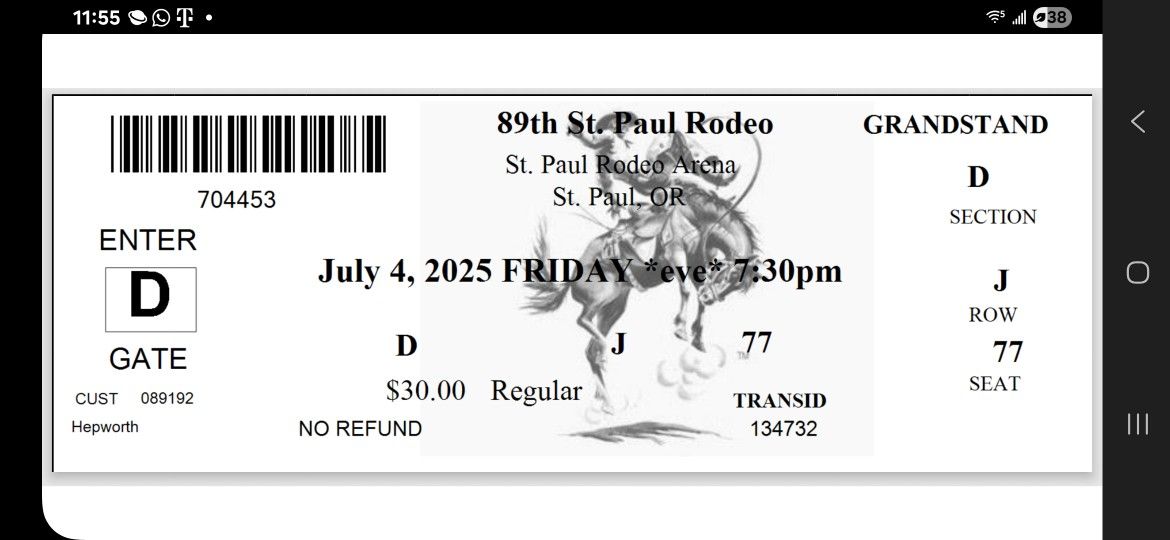 St Paul Rodeo Ticket